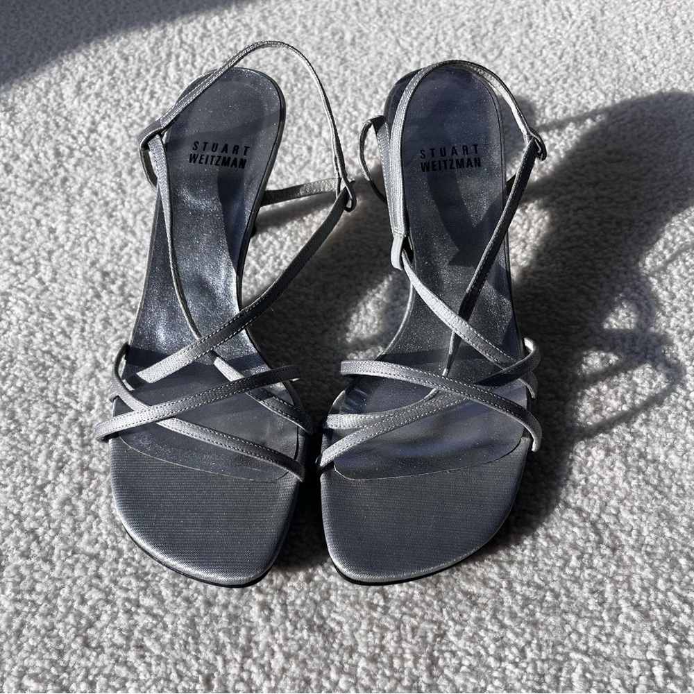 Stuart Weitzman Strappy Silver Heels